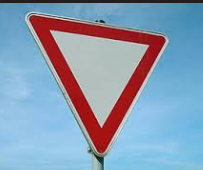 Alberta yield sign — downward-pointing white triangle with a red border reading YIELD